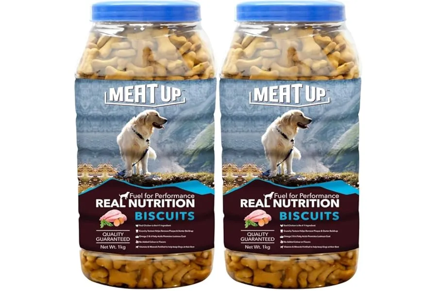 Meat Up Dog Treats Biscuits 2kg (2x1kg) | Real Chicken Flavour | Remove Plaque & Tartar Build-u — Linkbiz SmartDeal's