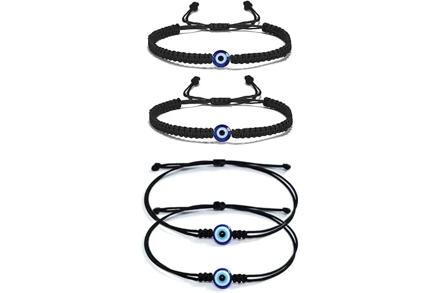 ARTIFICIAL TREE Handmade Nazariya 6 mm Evil Eye Charms Black Thread Bracelet Adjustable for Wom — Linkbiz SmartDeal's