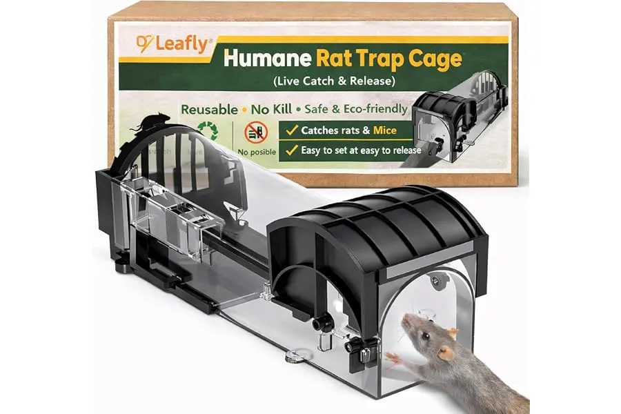 Leafly Rat Trap Cage for House Garden Patio, 32 cm Humane Mouse Trap Enlarged No Kill Reusable — Linkbiz SmartDeal's
