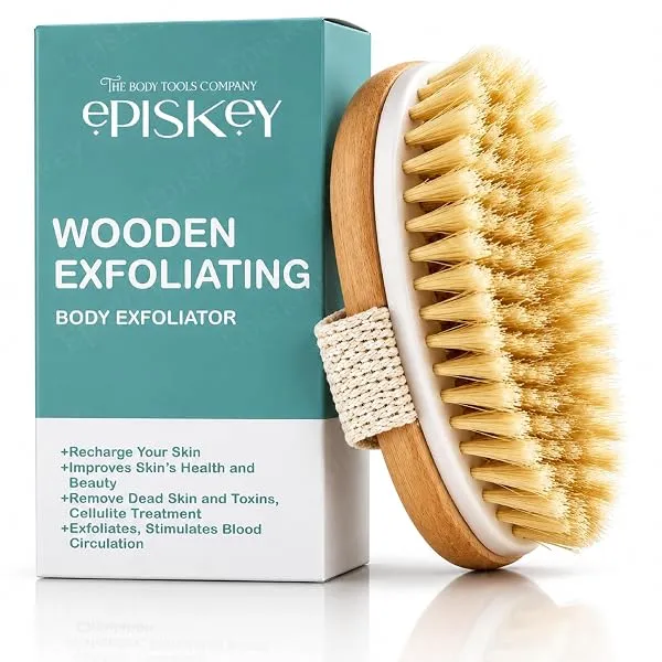 Episkey Dry Skin Body Bath Brush | Natural Bristle Wooden Body Exfoliating Brush | Removes Dead Skin & Impurities, Supports Healthy-Looking Skin, Helps Stimulate Blood Circulation — Linkbiz SmartDeal's
