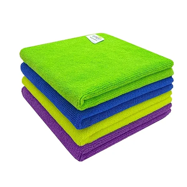 SOFTSPUN Microfiber Cleaning Cloths, 4pcs 40x40cms 340GSM Multi-Colour! Highly Absorbent Lint and Streak Free Multi -Purpose Wash Cloth for Kitchen Window Stainless Steel Silverwar — Linkbiz SmartDeal's