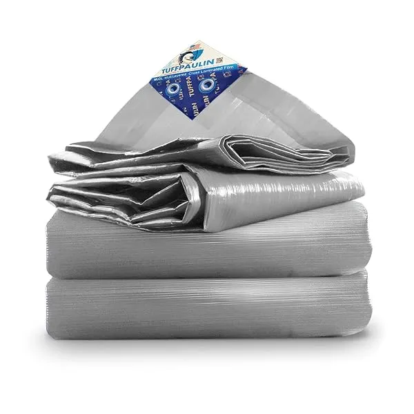TUFFPAULIN 6 x 6 Ft 120 GSM Silver Waterproof Tirpal UV Resistant | 120 GSM silver tarpaulin with UV resistant finish and reinforced eyelets for outdoor rain and dust protection — Linkbiz SmartDeal's