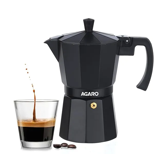AGARO Classic Moka Pot, Stovetop, Espresso Coffee Maker, 240 Ml, Premium Aluminium Built, Italian Style Mocha, Cuban Café Brewing, Black — Linkbiz SmartDeal's