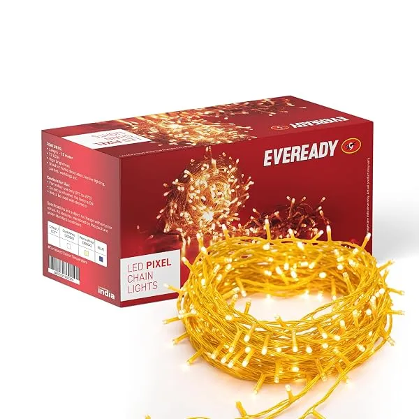 EVEREADY UTSAV, 33 FEET LED Pixel Lights, 46 LEDs, BIS Approved, High Brightness Home Decoration Ladi String Lights for Ganpati, Diwali, Christmas, Festivals, Warm White, Pack of 1 — Linkbiz SmartDeal's