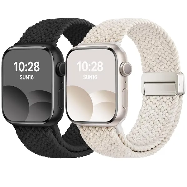 Fullmosa 2 Pack Magnetic Nylon Strap for Apple Watch | 49 46 45 44 42 41 40 38mm, Soft Elastic Loop Braided Sport Band for iWatch SE/Ultra 4/3/2/1 Series 12 11 10 9 8 7 6 5 4 3 2 1 — Linkbiz SmartDeal's