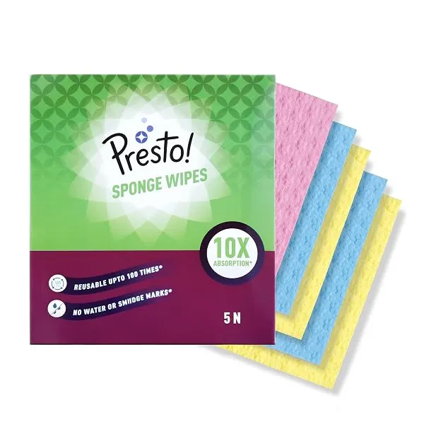 Amazon Brand - Presto! Premium Multi-Purpose Sponge Wipes | Assorted | 5 Count |(5 x Pack of 1) — Linkbiz SmartDeal's