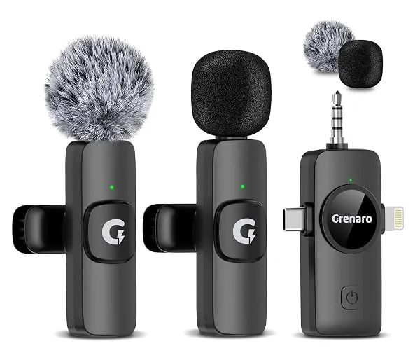 GRENARO Wireless Mic for Youtubers, S11 3 in 1 Wireless Microphone for iPhone/Android/DSLR Camera/USB-C Plug/iPad, Noise Cancellation Mic for Youtubers, Video Recording, 50M Range — Linkbiz SmartDeal's
