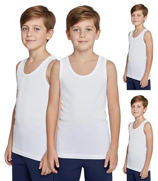 Lux Cozi Kids Boy's Regular Fit Top | 100% Cotton| Skin Friendly | Lightweight | Sleeveless Design | Pack of 4 — Linkbiz SmartDeal's