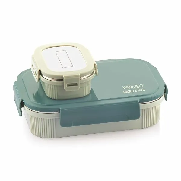 WARMEO MICROMATE Microwave-Safe Stainless Steel Lunch Box, Bpa Free, Perfect for Office, School, Travelling, Combo(800ml+150 ml),Green — Linkbiz SmartDeal's