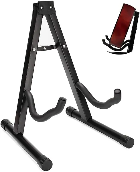 JUAREZ JRGS100 Heavy-Duty Metal Folding Guitar Stand | Universal A-Frame Stand for Acoustic, Electric, Bass, Ukulele & Banjo | Anti-Slip Rubber & Foam Padding — Linkbiz SmartDeal's
