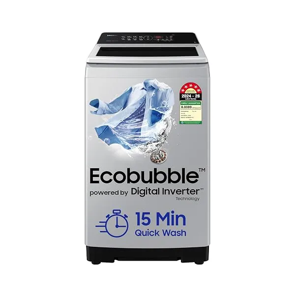 Samsung 7 kg, 5 Star, Eco Bubble Technology, Digital Inverter Motor, Soft Closing Door, Fully-Automatic Top Load Washing Machine (WA70BG4441YYTL, Lavender Gray) — Linkbiz SmartDeal's