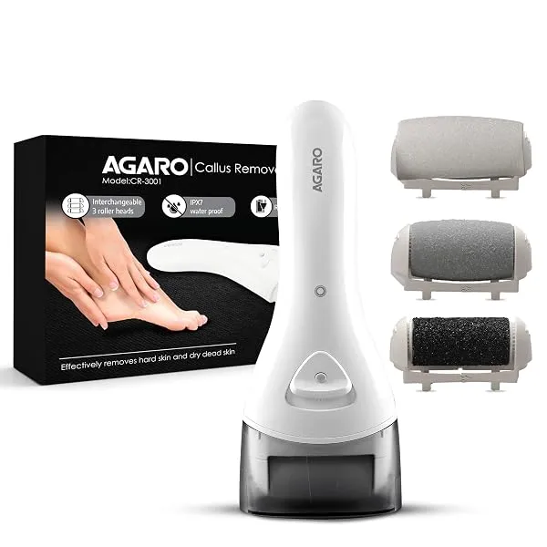 AGARO CR3001 Callus Remover with 3 Interchangeable Head Rollers, Rechargeable for Foot Care, Callus & Dead Skin Removal — Linkbiz SmartDeal's
