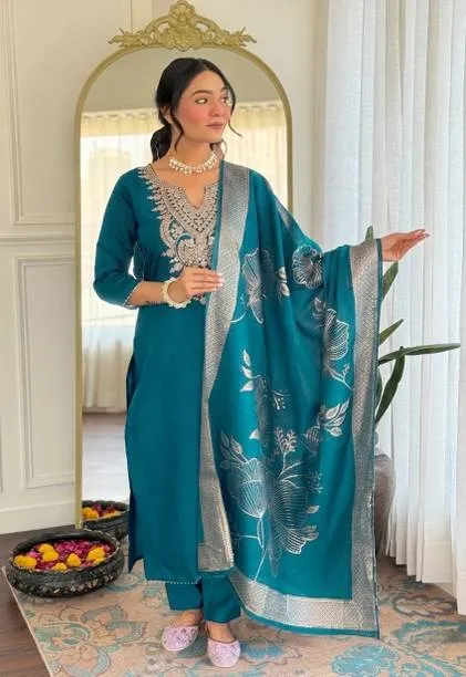Earthliva Embroidered Kurta, Trouser/Pant & Dupatta Set — Linkbiz SmartDeal's