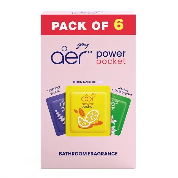Godrej aer Power Pocket | Bathroom freshener – Assorted Pack of 6 | Lasts up to 30 days | Toilet freshener, 60g — Linkbiz SmartDeal's