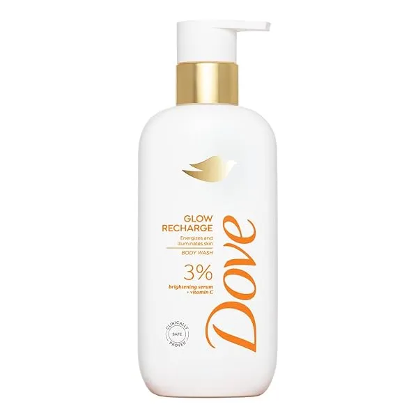 DOVE Glow Recharge Serum Body Wash, 300 ml, for Glowing and Refined Skin, with 3% Brightening Serum and Vitamin C, Dermatologist Co-Created, Sulfate-Free — Linkbiz SmartDeal's