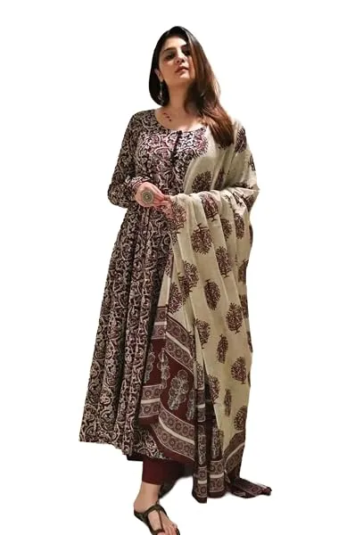 Nermosa Women Printed Anarkali Kurta and Pant Set with Dupatta | Printed Kurta Set | Women Kurta Sets | — Linkbiz SmartDeal's