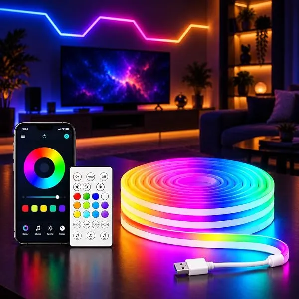 Desidiya® RGB Neon LED 4Mtr Strip Light with App & Remote Control | Music Sync | USB Powered | Waterproof & Flexible Led Rope Light Room, Gaming, Party, Diwali & Home Decoration Ce — Linkbiz SmartDeal's