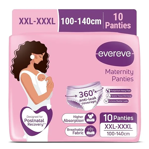 Evereve Maternity Period Panties for Women, (XXL-XXXL), 10 Pcs, Postpartum Heavy Flow Bleeding, 360 Degree Leak Protection, 3X Absorption, Soft Breathable Disposable Panties for Po — Linkbiz SmartDeal's