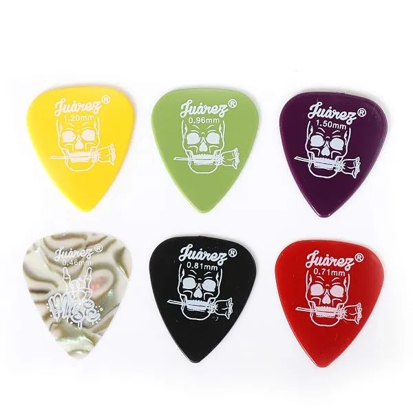 Juarez JAP60 Guitar Plectrums Pick Set (6 Pieces) | Multi-Thickness 0.46mm–1.50mm | Celluloid & ABS Picks | For Acoustic & Electric Guitar | Colours Random — Linkbiz SmartDeal's