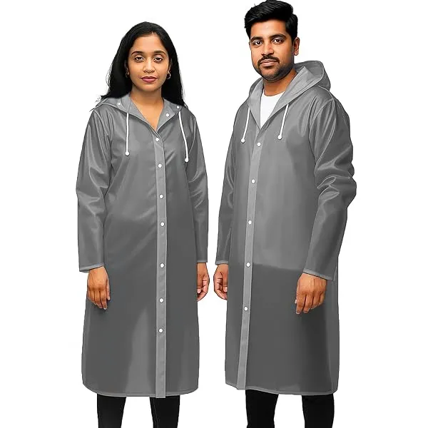 Allextreme EVA Waterproof Unisex Rain Coat Hooded Full Sleeves Outdoor Men, Women, Boys & Girls Rainwear Poncho Raincoat for Camping, Hiking & Travelling (Universal Size,1 Pc Grey) — Linkbiz SmartDeal's