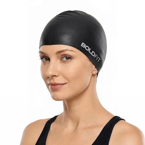 Boldfit Swimming Cap for Men Silicone Swimming Caps for Women Unisex Swim Cap for Boys, Girls and Kids Swimming Cap for Women Long Hair Swimming Head Cap Men Silicone Fabric, Easy — Linkbiz SmartDeal's