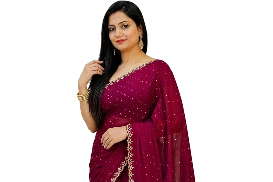 Yashika Women's Chiffon Saree with Blouse Piece for Traditional Ethnic Wear Sari — Linkbiz SmartDeal's