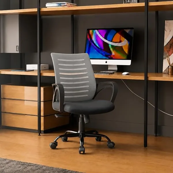 CELLBELL Desire C104 Ergonomic Mesh Office Chair for Home & Office | Mid Back Computer Chair with Adjustable Support, Smart Tilt Lock, Height Adjustment, Metal Base & 360° Swivel W — Linkbiz SmartDeal's