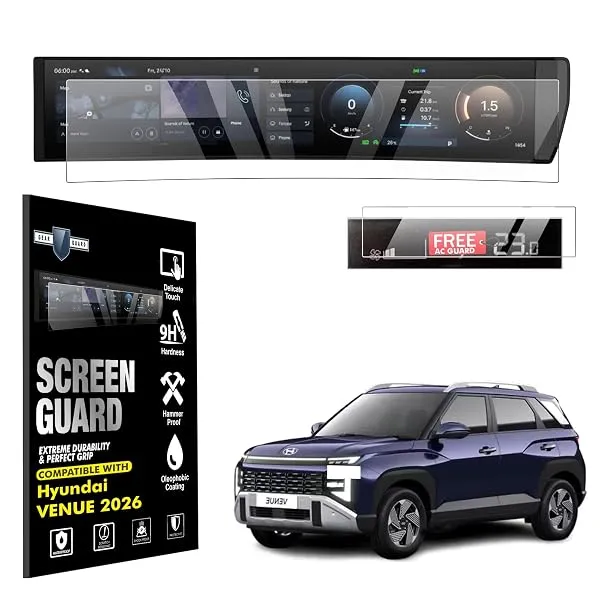 LF Screen Guard For HYUNDAI VENUE 2026 FACELIFT | 12.3 Inch Dual-Screen Infotainment & Instrument Cluster + AC Console Protector Venue 2026 HX2 HX4 HX5 HX6 HX6T HX7 HX8 HX10 N6 N10 — Linkbiz SmartDeal's