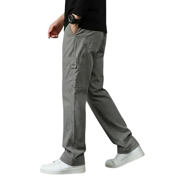 Cargo for Men | Cotton Cargo Pant | Lower for man | Elastic Drawstring Waist Straight Fit Bottoms | Comfortable Breathable Cargos for Casual, Office Wear — Linkbiz SmartDeal's