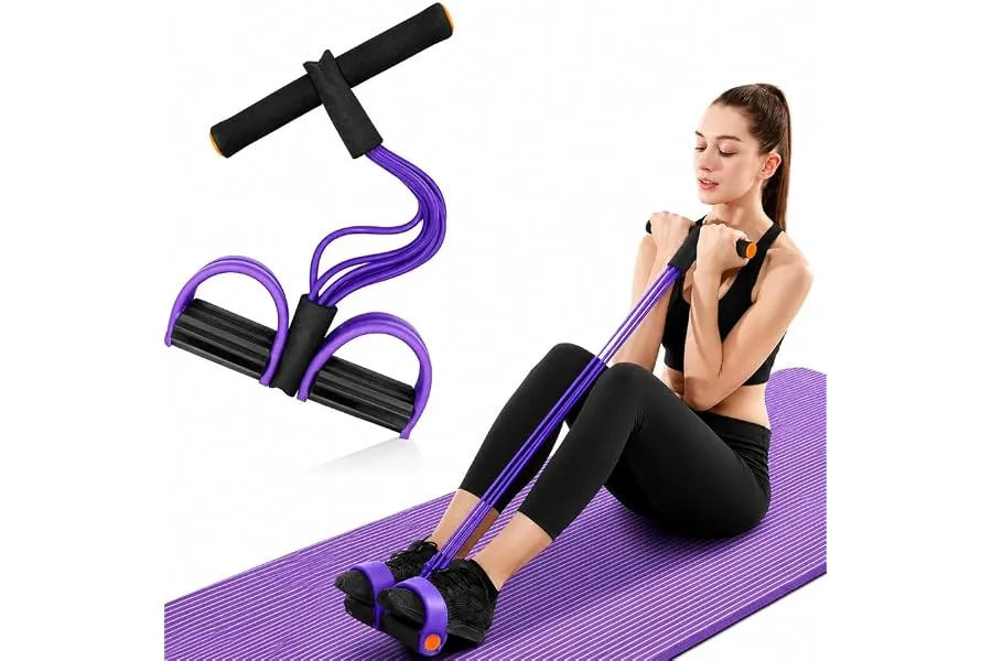 Yoga Pedal Puller Resistance Band with Foot Pedals, 4 Tube Natural Rubber Band for Home Workout — Linkbiz SmartDeal's