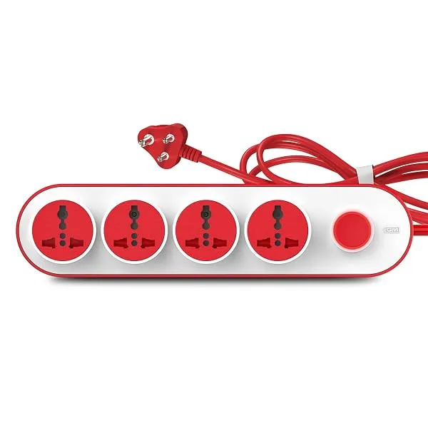 GM 3257 10 Amp Extension Board with 2 Metre Heavy Duty Copper Extension Cord – 4 International Sockets, Master Switch, LED Indicator with Safety Shutter — Linkbiz SmartDeal's