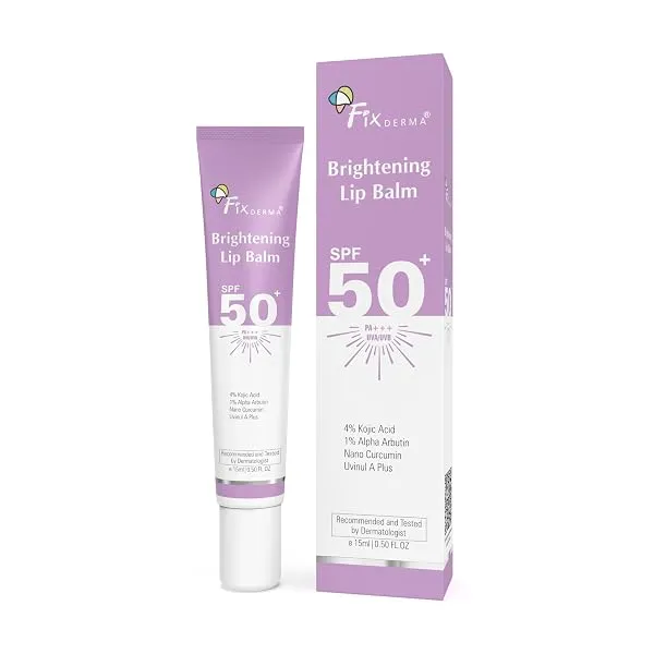 Fixderma Brightening Lip Balm With SPF 50 PA+++ for Pigmented & Dry Lips | 4% Kojic Acid, 1% Alpha Arbutin | Moisturizes, Hydrates & Brightens Pigmented Lips | For Men & Women - 15 — Linkbiz SmartDeal's