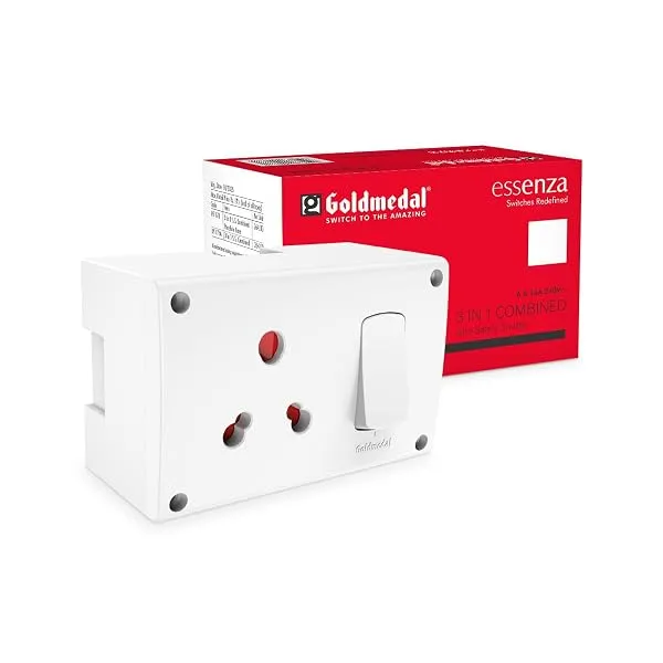 Goldmedal Essenza 16A Modular Switch Socket with Junction Box | 3 in 1 Heavy-Duty Power Socket with Switch | Ideal for Home & Office Use | White — Linkbiz SmartDeal's