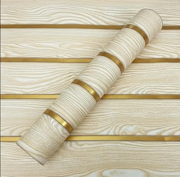 JENTOKA Premium Golden Wooden 3D Peel and Stick Wallpaper Roll 45x300cm | Waterproof PVC Self-Adhesive Vinyl Wall Sticker | Decorative Wood Texture DIY Sheet for Home, Living Room, — Linkbiz SmartDeal's