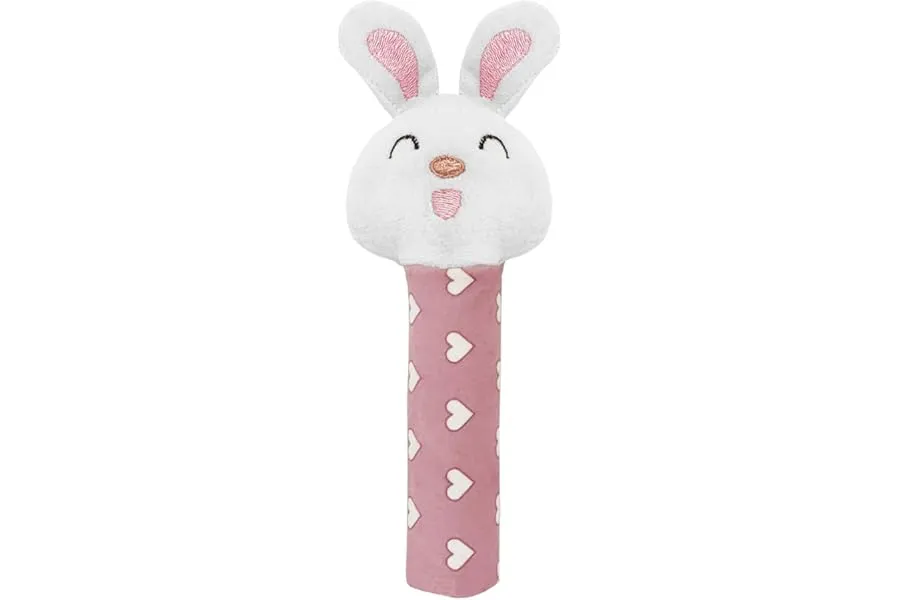 Pikipo Bunny Face Rattle Soft Toy(Plush) for Baby with Squeeze Handle for Squeaky Sound (Pink) — Linkbiz SmartDeal's