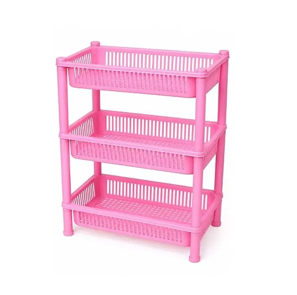 Sulfar Multipurpose Plastic Trolley with Dish Rack for Kitchen Fruit Vegetable Storage Basket Modern Organizer - 3 Layer Stackable Shelf Cart Kitchenware Food, Snacks, Bottles, Toy — Linkbiz SmartDeal's