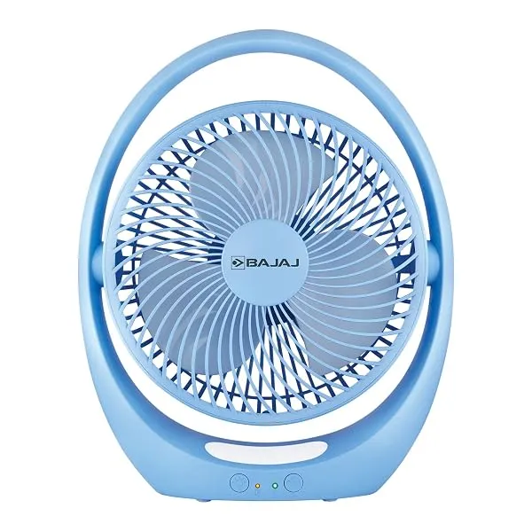 Bajaj Pygmy Go 178MM Mini Fan with LED Lighting | Rechargeable | USB Charging | 4-hours Battery Backup | 3 Speed | 2-Light Brightness Setting | High Speed | Portable【Blue】 — Linkbiz SmartDeal's