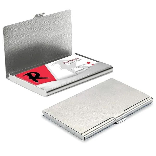 Storite Men's & Women's Stainless Steel Card Case Holder - Silver | Pocket Card Holder Wallet for Visiting Credit Card Business Card, 9.2 x 0.7 x 5.8 cm — Linkbiz SmartDeal's