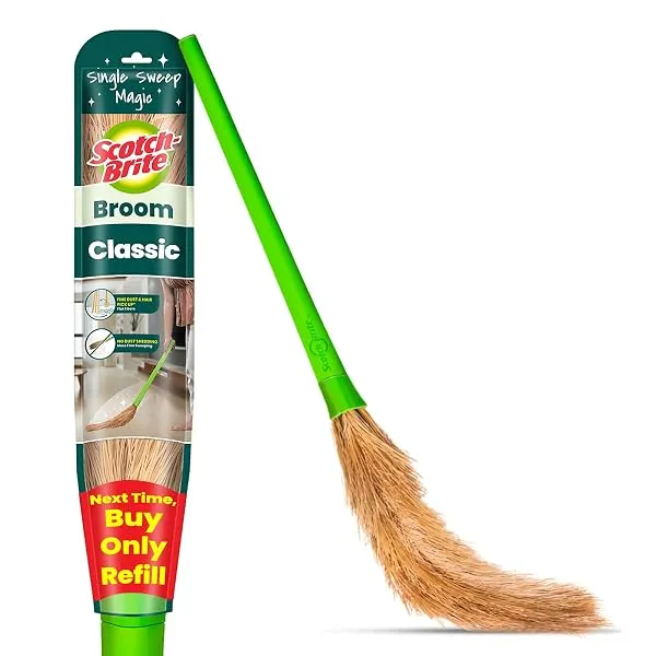 Scotch-Brite Classic Floor Broom | Flat Fibers Pick Fine Dust & Hair | Long Handle for No Bending | No Dust Shedding | Lightweight & Long Lasting — Linkbiz SmartDeal's