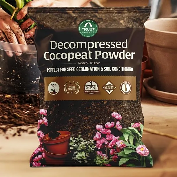 TrustBasket Decompressed Cocopeat Powder – Ready-to-Use Coconut Coir Soil Conditioner (1kg Pack) for Seed Germination, Potting, Indoor/Outdoor Gardens – 100% Natural, High Water Re — Linkbiz SmartDeal's
