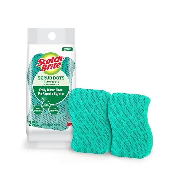Scotch-Brite Heavy Duty Scrub Dots for Powerful Scrubbing, Suitable for Iron Cast, Stainless Steel & Non-Coated Cookware, Rinses Clean and Stays Odor Free (2 Pieces) — Linkbiz SmartDeal's