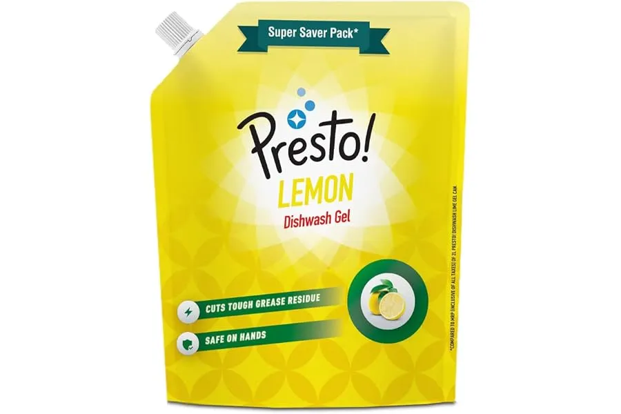 Amazon Brand - Presto! Dishwash Gel Refill Pouch | Lemon | 2 Litre | Leaves No Residue And Foul — Linkbiz SmartDeal's