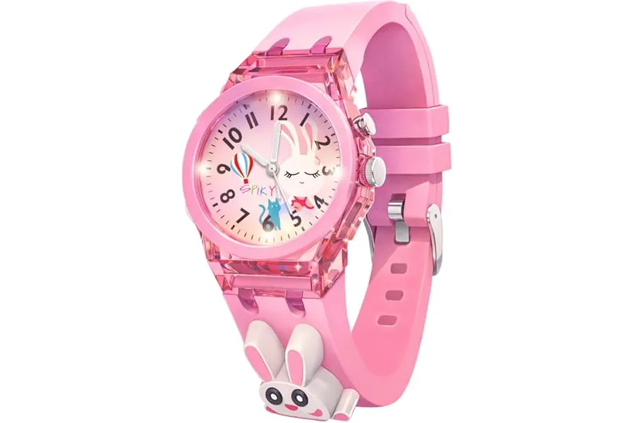 SPIKY Analog Watch for Kids | 3D Cartoon | 7 Multicolor LED Luminous Lights with Silicone Strap — Linkbiz SmartDeal's
