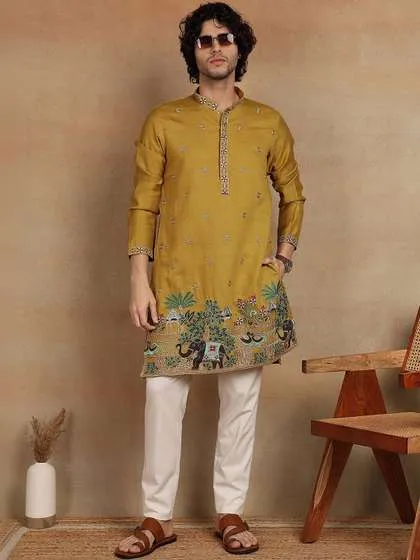 House of Pataudi Men's Ethnic Border Kurta — Linkbiz SmartDeal's