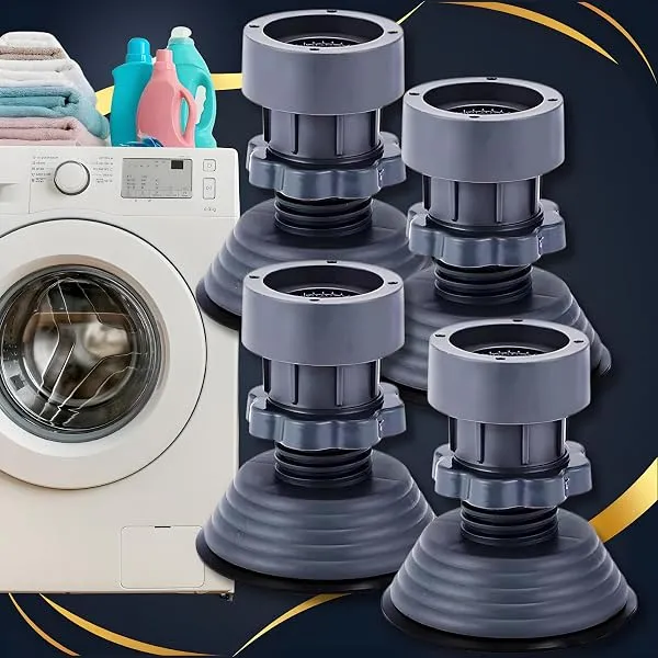 HM Heavy Duty Adjustable Washing Machine Stand | Anti Vibration Pads for Washing Machine | Fridge Stand | Top Load | Front Load | Bushes | Upto 9 Kg Machine (Set of 4 - Heavy) — Linkbiz SmartDeal's