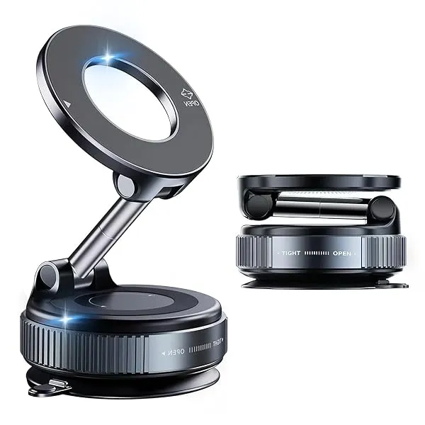 bokilino 360° Rotatable Magnetic Phone Holder with Vacuum Suction, Foldable Dashboard Mobile Stand for Car, Desk & Wall, Reusable Strong Suction Mount Compatible with iPhone & All — Linkbiz SmartDeal's