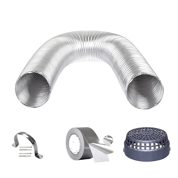 Ardnib 6 Inch 6ft Flexible Aluminum Duct Pipe for Kitchen Chimney | Complete Installation Kit with Free Cowl Cover, 2m Tape, and Clamp | Fits Various Chimney Brands, Silver (6"/150 — Linkbiz SmartDeal's