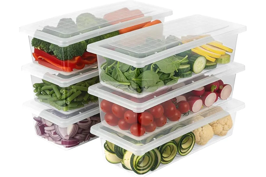 VOLTURI Fridge Storage Containers (Pack of 6), Fridge Organiser Storage Boxes with Removable Dr — Linkbiz SmartDeal's