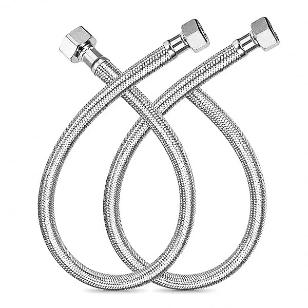 Lifelong 24-Inch Stainless Steel Connection Pipe | Pack of 2 | Leakproof Pipe for Hot & Cold Mixer Faucets | Ideal for Bathroom & Kitchen | Suitable for Toilet, Basin, Sink, Geyser — Linkbiz SmartDeal's