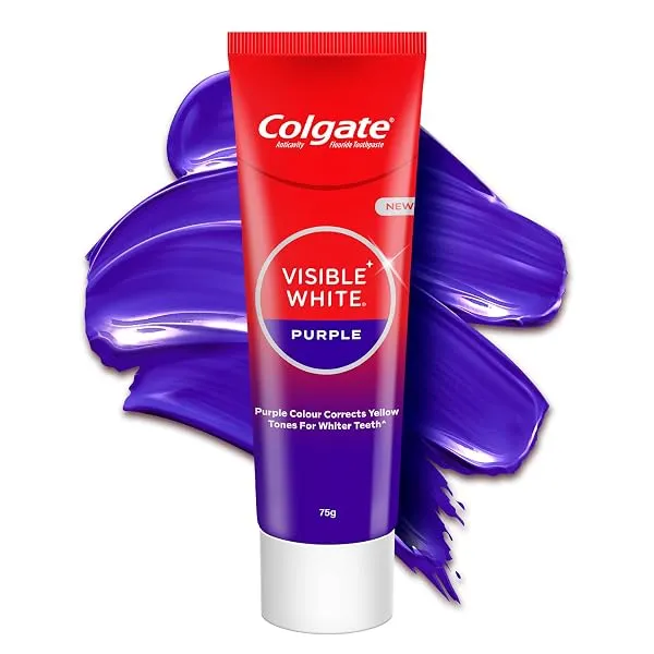 Colgate Visible White Purple Toothpaste for Teeth Whitening, Colgate Toothpaste with Fluoride, Tooth Paste Helps Remove Surface Stains, Whitens Yellow Teeth, Enamel-Safe for Daily — Linkbiz SmartDeal's